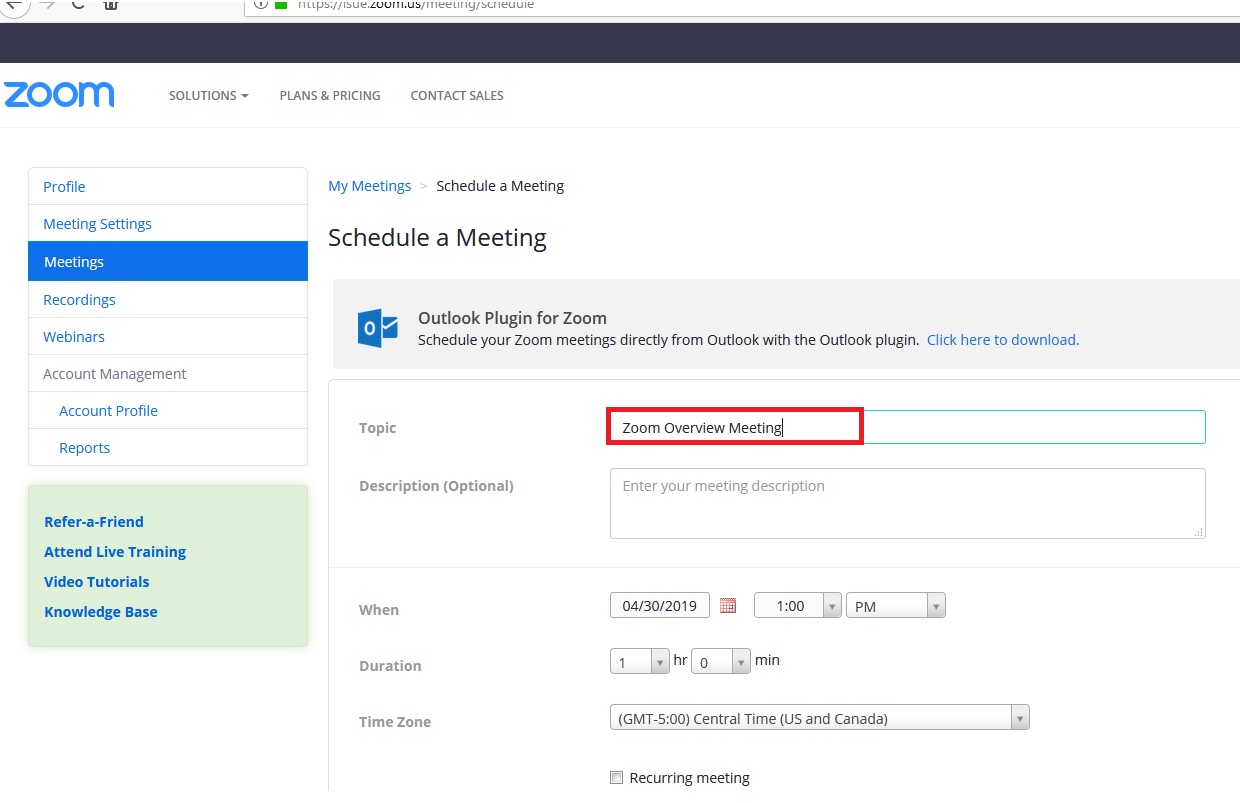 Zoom Schedule Meeting Step 1